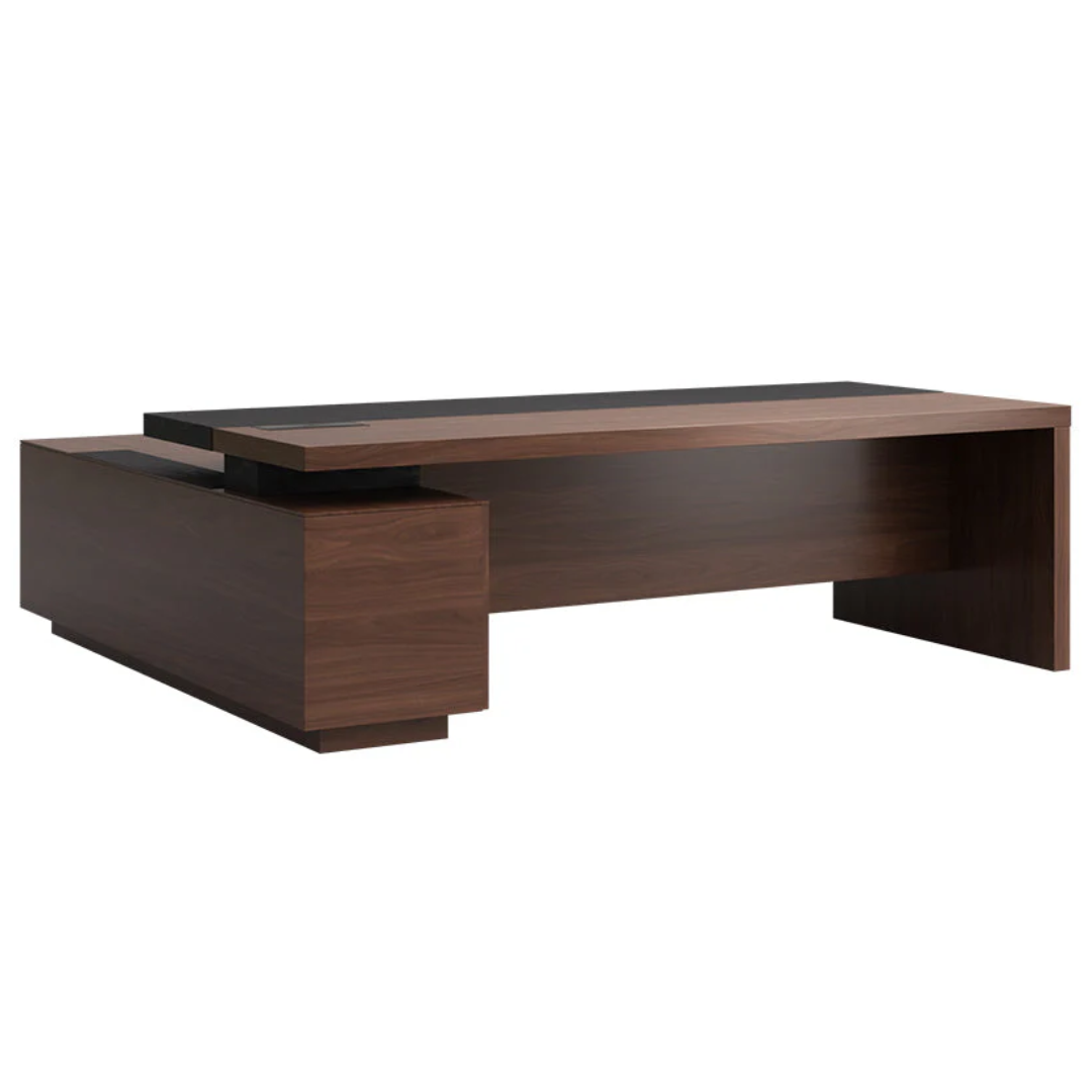Executive Table – Sophisticated Workspace with Side Rack
