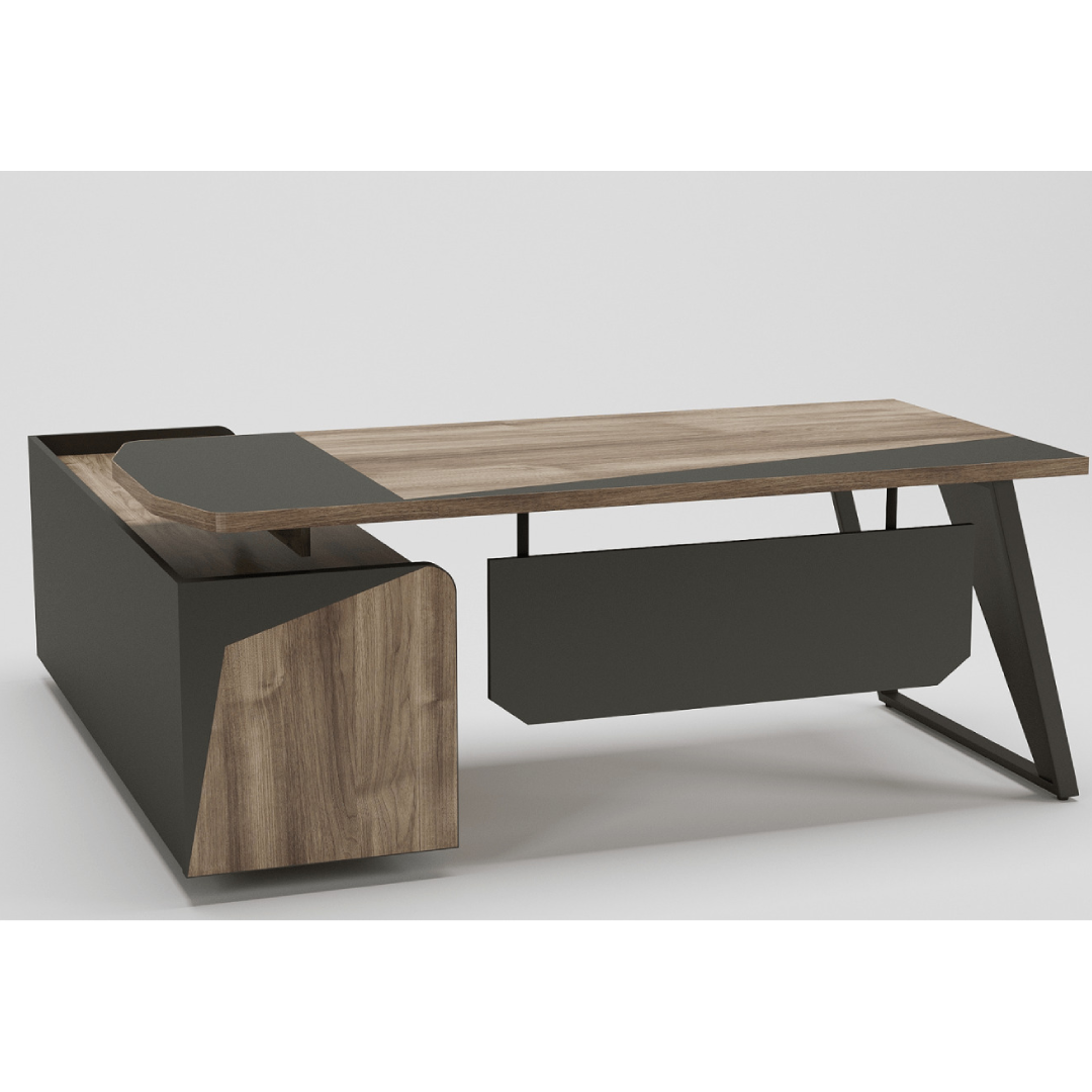 Executive Table – Sophisticated Workspace with Side Rack