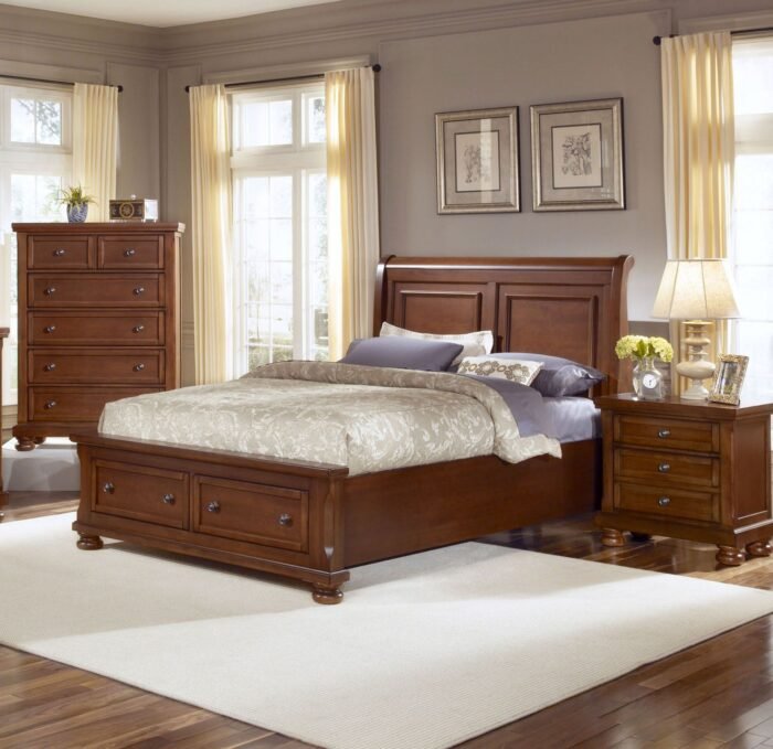 Double Bed – Solid Wood Polish with Side Table