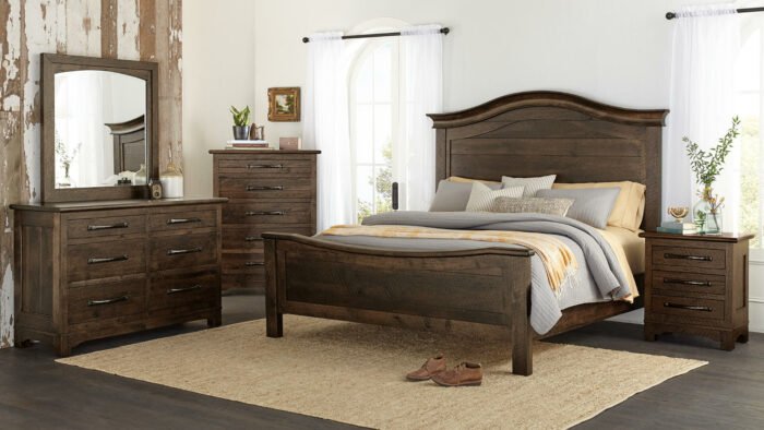 Double Bed – Solid Wood Polish with Side Table & Dressing